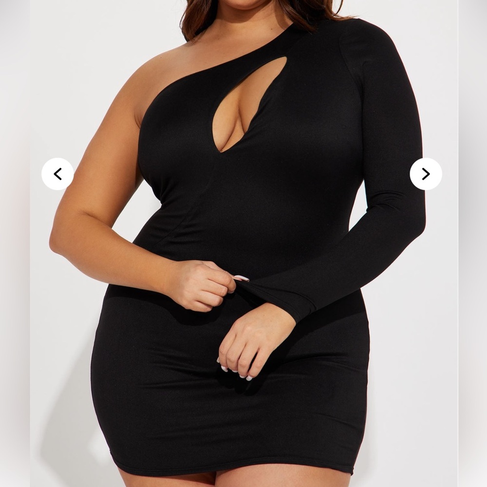 Fashion Nova Black One-Shoulder Cutout Dress